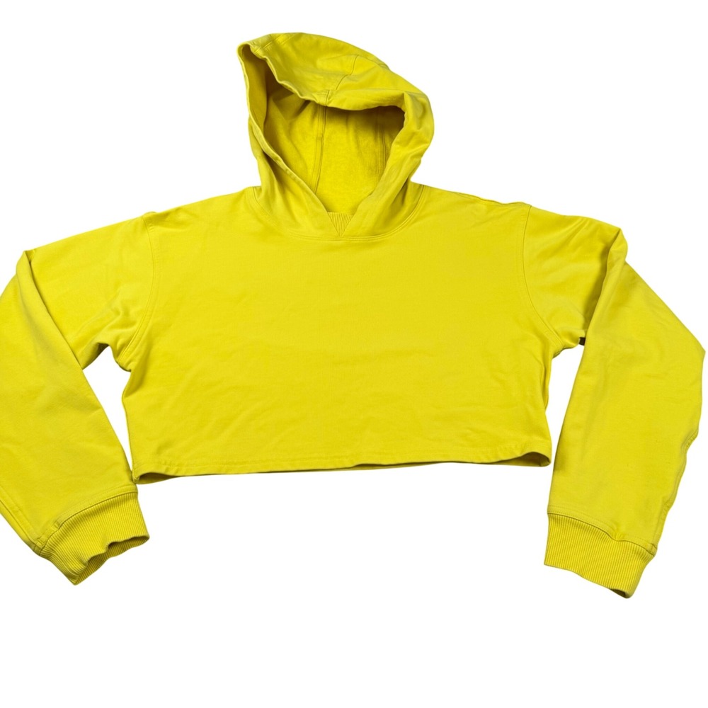 Lululemon All Yours Cropped Hoodie Yellow Relaxed Fit Sweatshirt Women Size 6